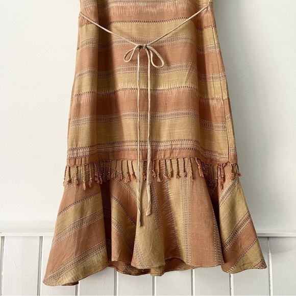 Striped Empire Waist Ruffle Fringe Hem Dress Size XS - Picture 4 of 9